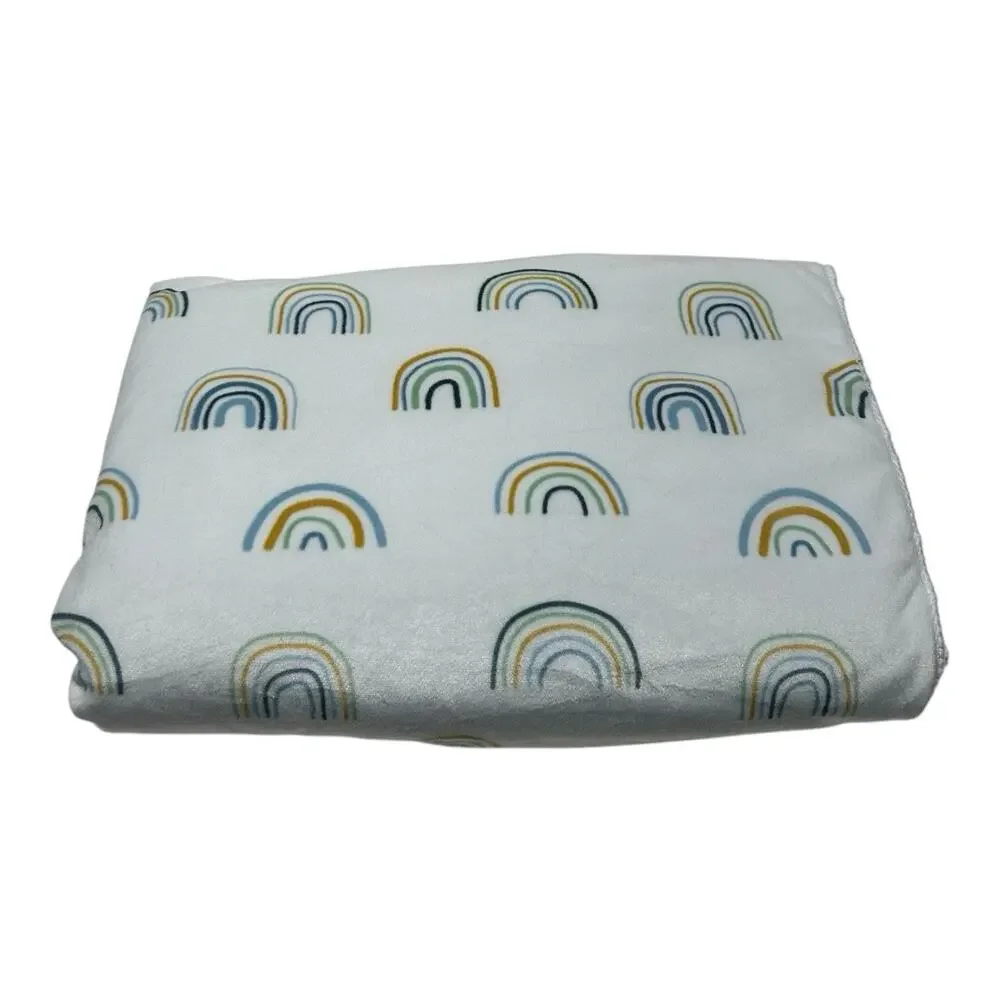 SL Home Fashions White Rainbow Baby Blanket Sherpa